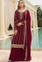 maroon georgette embroidered sharara pakistani suit 73002