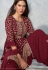 maroon georgette embroidered sharara suit 8585