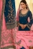 navy blue pink georgette straight embroidered lehenga style suit 15161