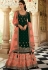 dark green peach georgette straight embroidered lehenga style suit 15158