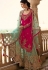 hot pink blue georgette straight embroidered lehenga style suit 15157