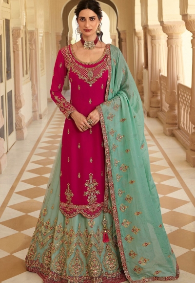 Sharara Suits : yellow and baby pink beautiful embroidered ...