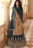 beige blue chinon straight embroidered lehenga style suit 15156