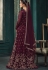 wine net embroidered floor length anarkali suit 3101