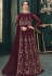 wine net embroidered floor length anarkali suit 3101