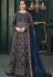 blue net embroidered floor length anarkali suit 3105