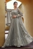 grey net embroidered anarkali front slit trouser suit 10062