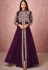 wine georgette embroidered front slit anarkali suit 8524e