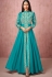 blue georgette embroidered front slit anarkali suit 8524a