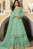 sea blue jacquard straight heavy palazzo suit 21405