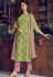 green pink art silk straight trouser suit 5010