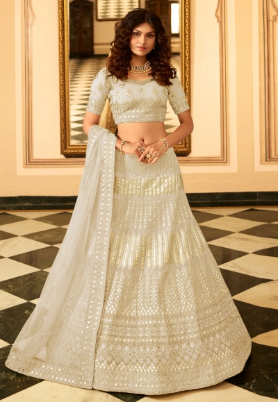 Grey organza embroidered lehenga choli 7226