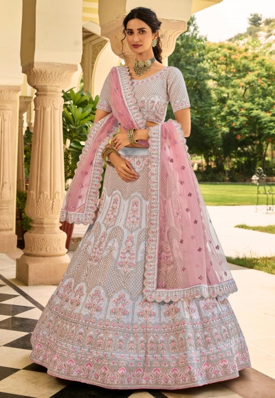 Grey crepe embroidered lehenga choli 7242