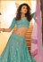 Turquoise organza party wear lehenga choli 7250