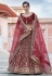 Maroon velvet embroidered bridal lehenga choli 8101