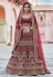 Maroon velvet embroidered bridal lehenga choli 8107