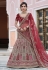 Maroon velvet embroidered bridal lehenga choli 8111