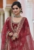 Maroon velvet embroidered bridal lehenga choli 8111