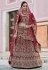 Maroon velvet embroidered bridal lehenga choli 8113