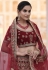 Maroon velvet embroidered bridal lehenga choli 8117