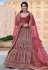 Maroon velvet embroidered bridal lehenga choli 8127