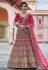 Pink velvet embroidered bridal lehenga choli 8104