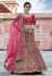 Pink velvet embroidered bridal lehenga choli 8106