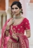 Pink velvet embroidered bridal lehenga choli 8112