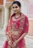 Pink velvet embroidered bridal lehenga choli 8114