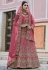 Pink velvet embroidered bridal lehenga choli 8114