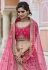 Pink velvet embroidered bridal lehenga choli 8116
