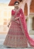 Pink velvet embroidered bridal lehenga choli 8118