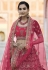 Pink velvet embroidered bridal lehenga choli 8118