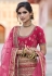 Pink velvet embroidered bridal lehenga choli 8124