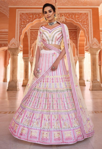 Off white organza circular lehenga choli 8501