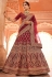 Maroon velvet wedding lehenga choli 8504