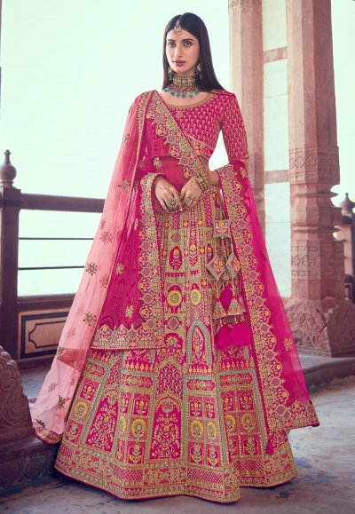 Magenta silk bridal lehenga choli 107