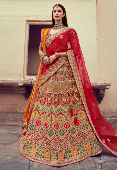 Red silk bridal lehenga choli 108