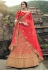 Red satin a line lehenga choli 4513