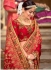 Red and beige silk festival wear saree 7008