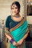 Turquoise silk saree with blouse 3402