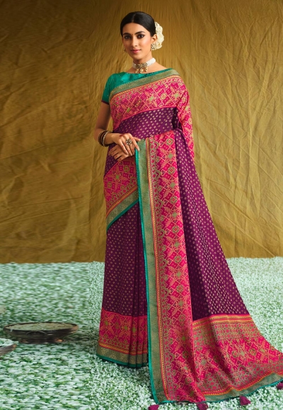 Purple brasso saree with blouse 1001