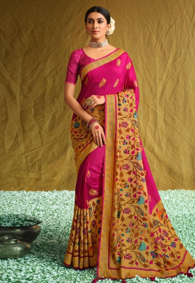 Magenta brasso saree with blouse 1005