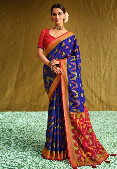 Blue brasso festival wear saree 1004