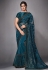 Teal lycra net festival wear saree 41813