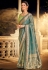 Turquoise silk saree with blouse 1509