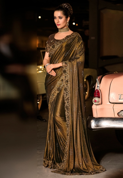 Brown silk festival wear saree 6012