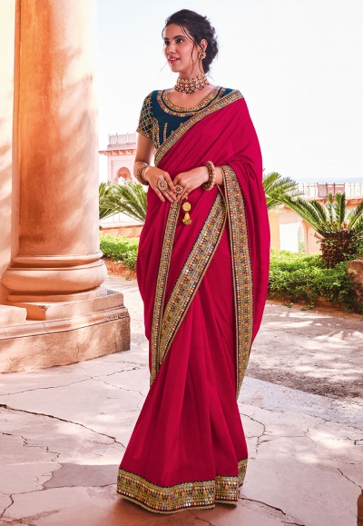 Magenta organza festival wear saree 21012