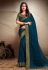 Teal satin silk festival wear saree 354E