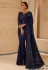 Navy blue georgette festival wear saree 381C